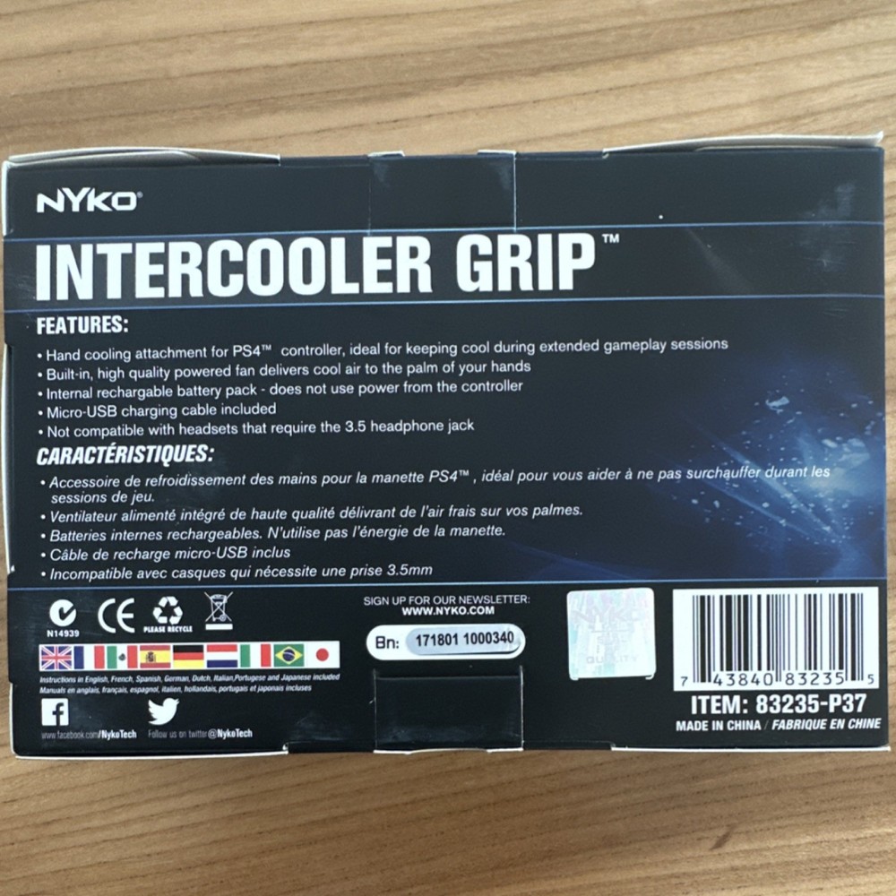 Nyko Intercooler Grip Fan Rechargeable Battery Controller Attachment PS4