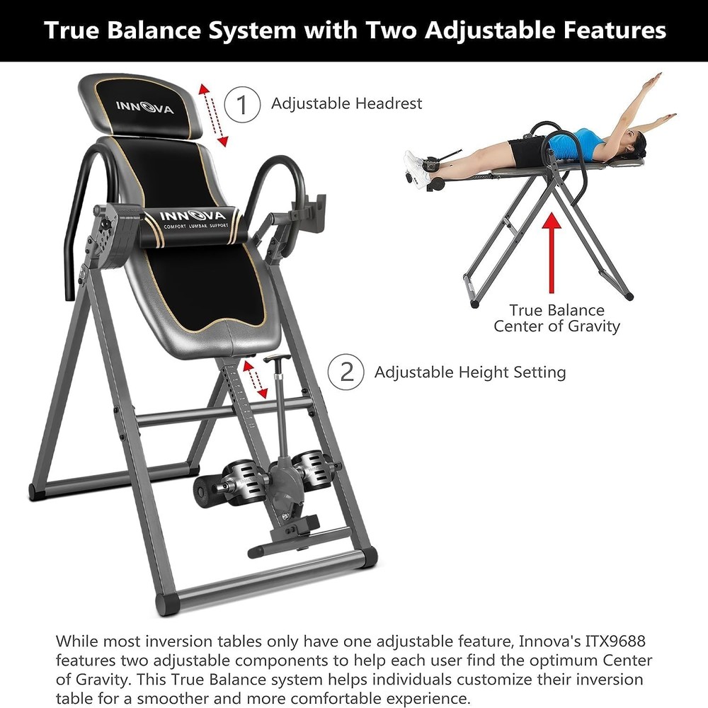 Inversion Table with Adjustable Headrest, Reversible Ankle Holders, and 300 l...