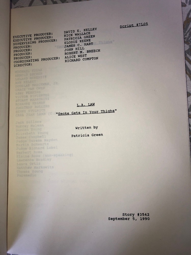 Authentic Script From LA LAW “Smoke Gets In Your Thighs”