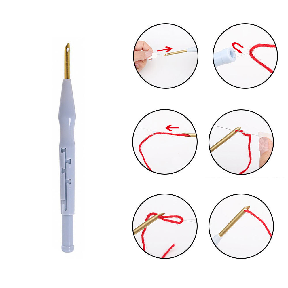 Punch Adjustable Embroidery Needles Pen Knitting Needle Threader Weaving Tool