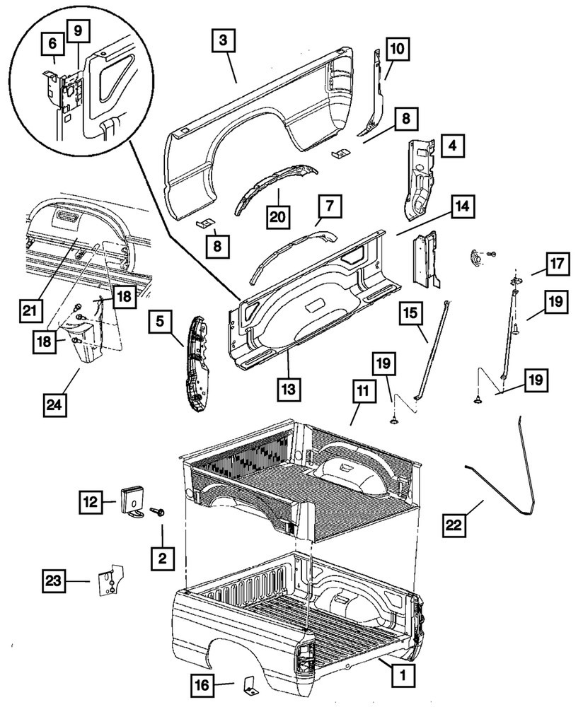 Genuine Mopar Box Side Reinforcement Left 68048695AA