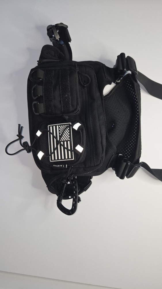 Black Tactical Chest Rig Nylon Mesh Adjustable Multiple Pockets-LarkO (COD086)