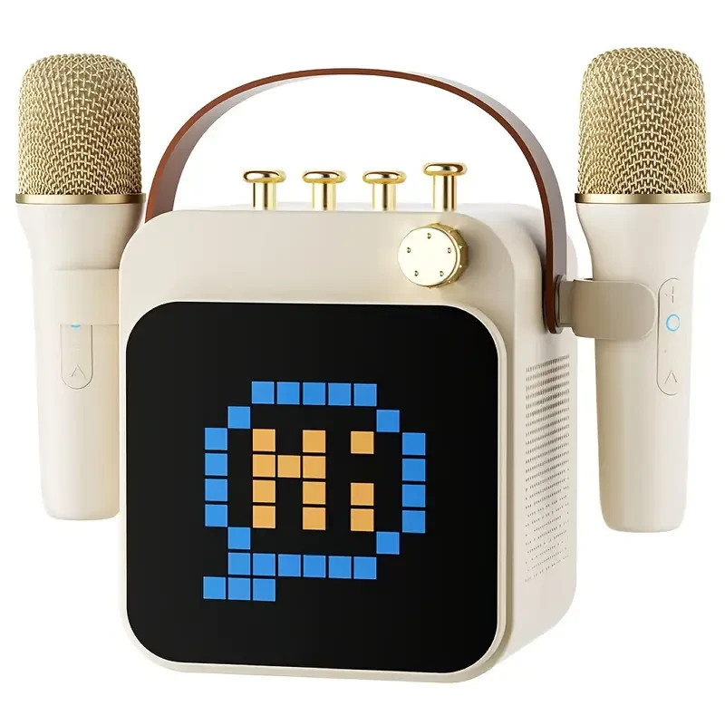 Mini Karaoke Machine with 2 Wireless Microphones & Portable Bluetooth Speaker