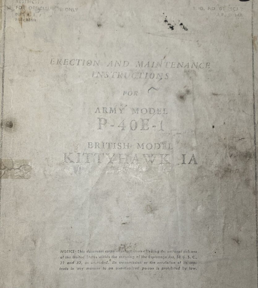 Erection & Maintenance Instructions Army Model P-40E-1 British Model Kitty Hawk