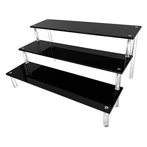 Black Acrylic Shelf Riser - 3 Tier Perfume Organizer Cologne Display Stand