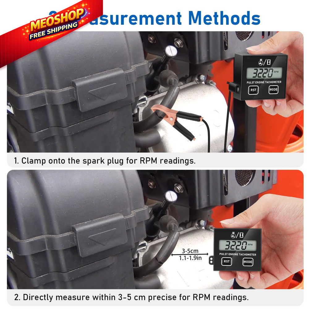 Linkstyle Small Engine Tachometer, Digital Tachometer Tach Gauge Reset...