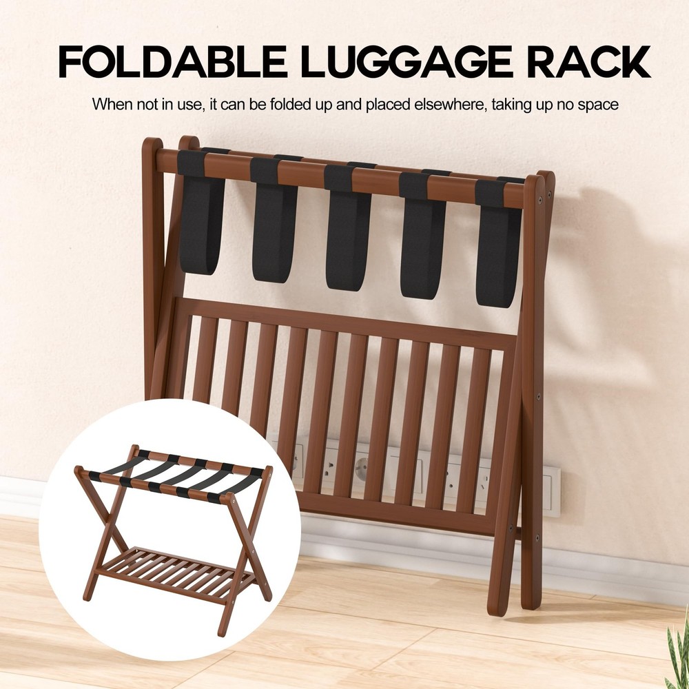 Solid Wood Luggage Rack for Home Travel - Stylish Storage Solution