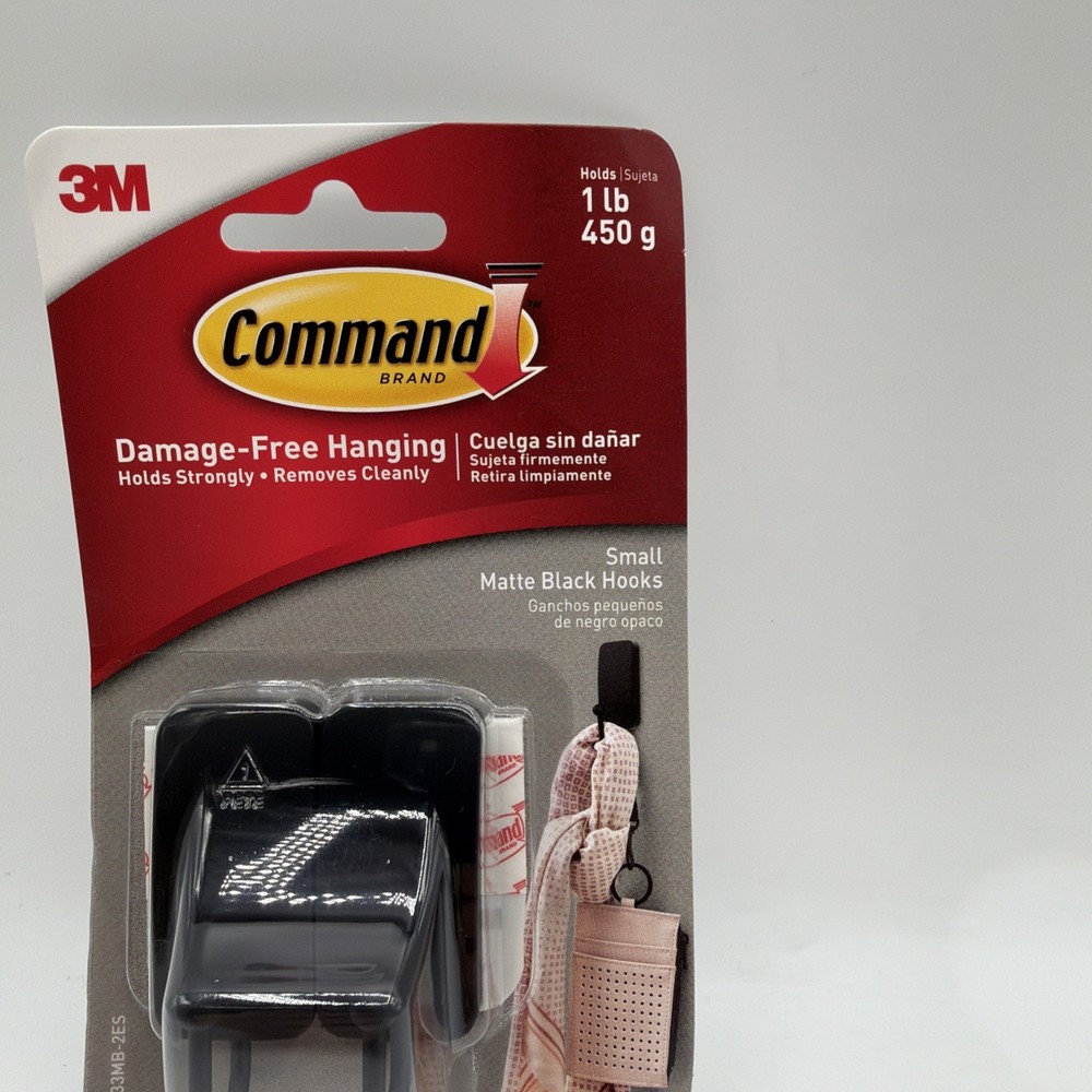 Command Small Matte Black Hooks Holds 1 lb 1 Pack