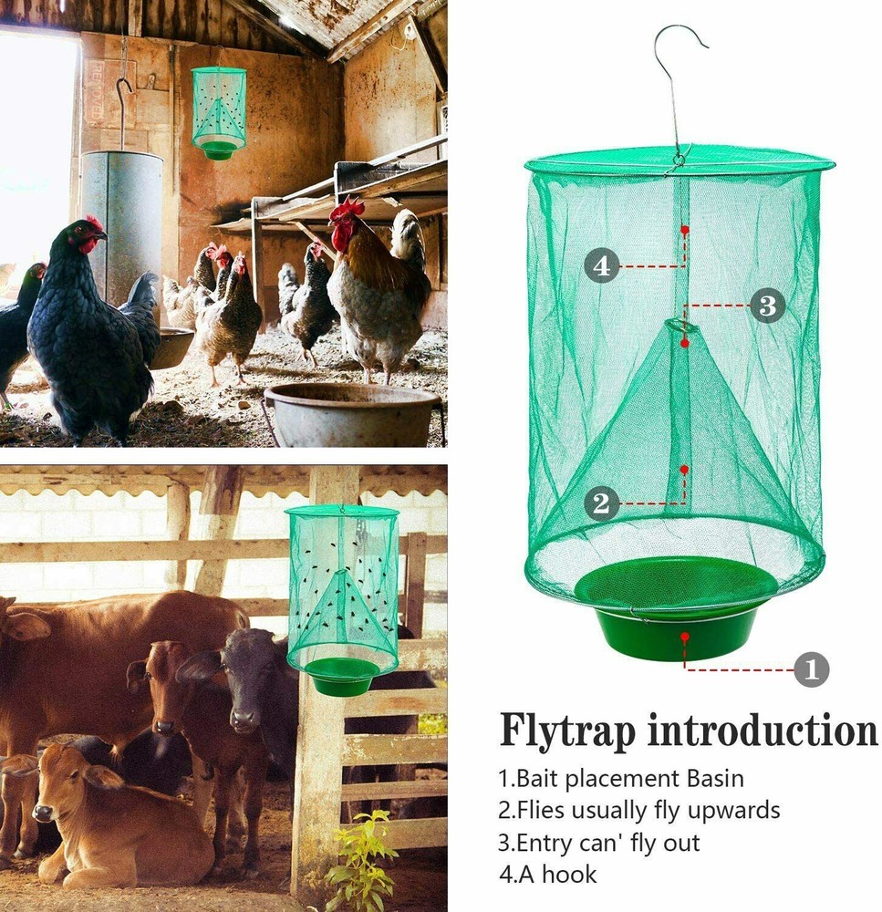 4 Pack The Ranch Fly Trapper Reusable Pest Bug Fly Catcher Killer Cage Net Trap