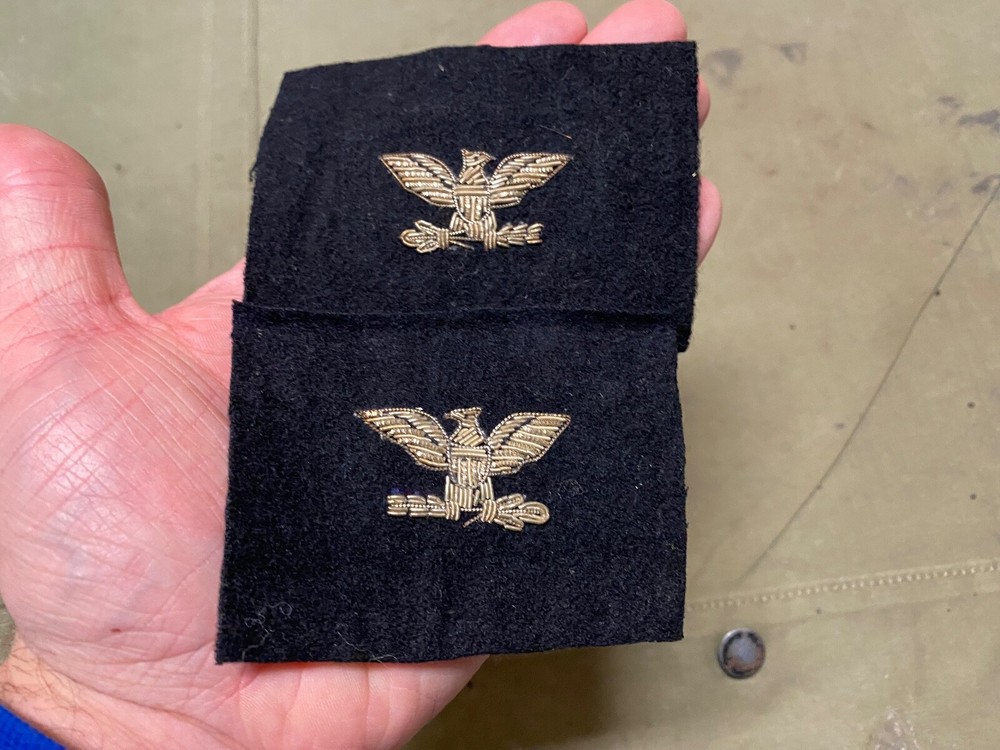 ORIGINAL WWII US NAVY CLASS A JACKET SEW ON COLONEL OFFICER BULLION INSIGNIA