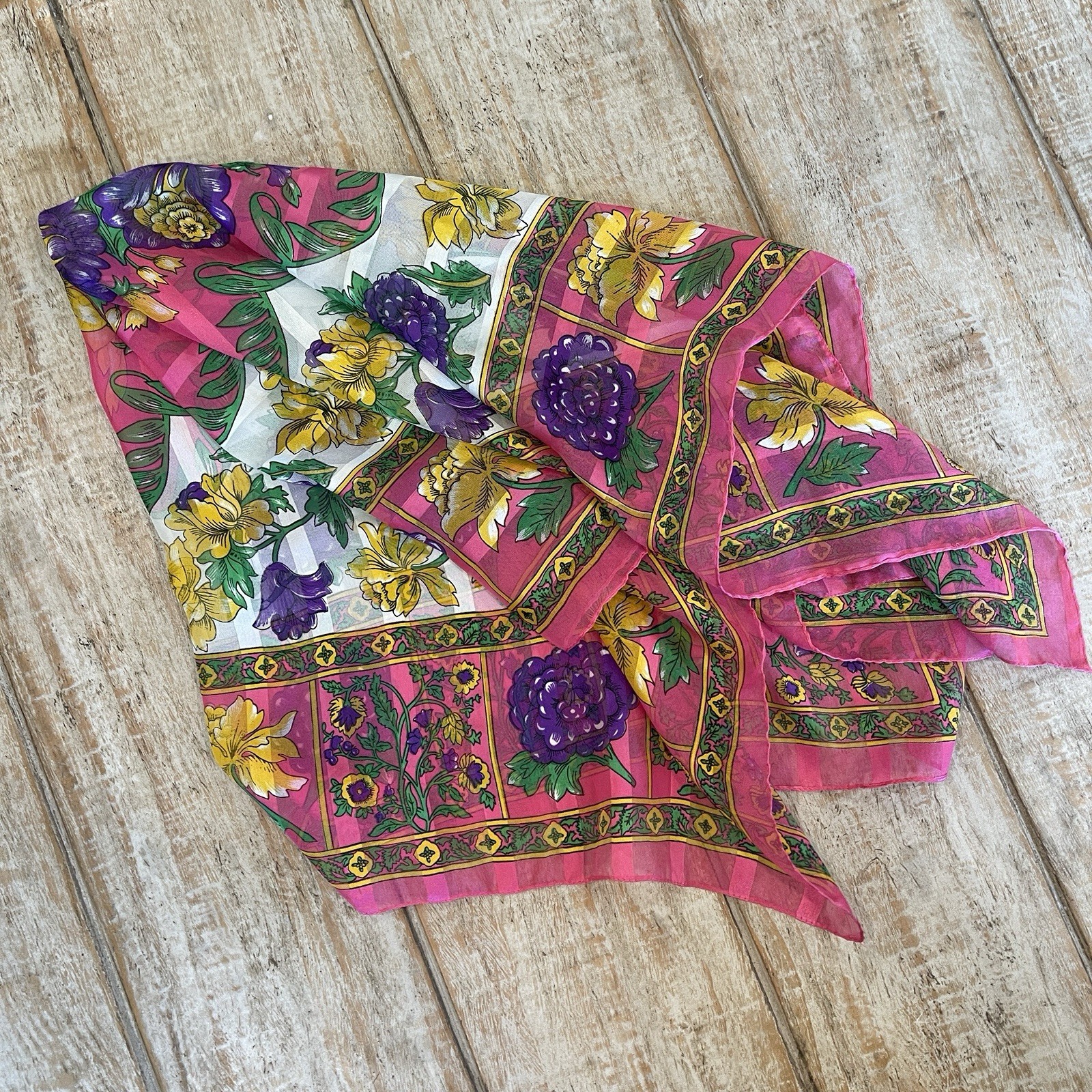 Vintage Chiffon Shear Scarf - bright Bold Beautiful