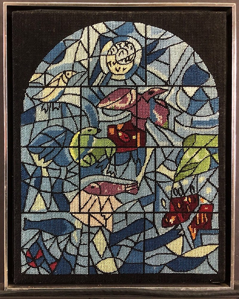 Jerusalem Window framed Needlepoint after Marc Chagall