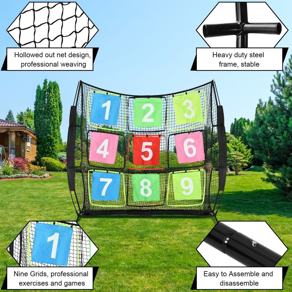 Disc Golf Net Portable Disc Training Net with 9 Target for Backyard, 7ft x 7ft