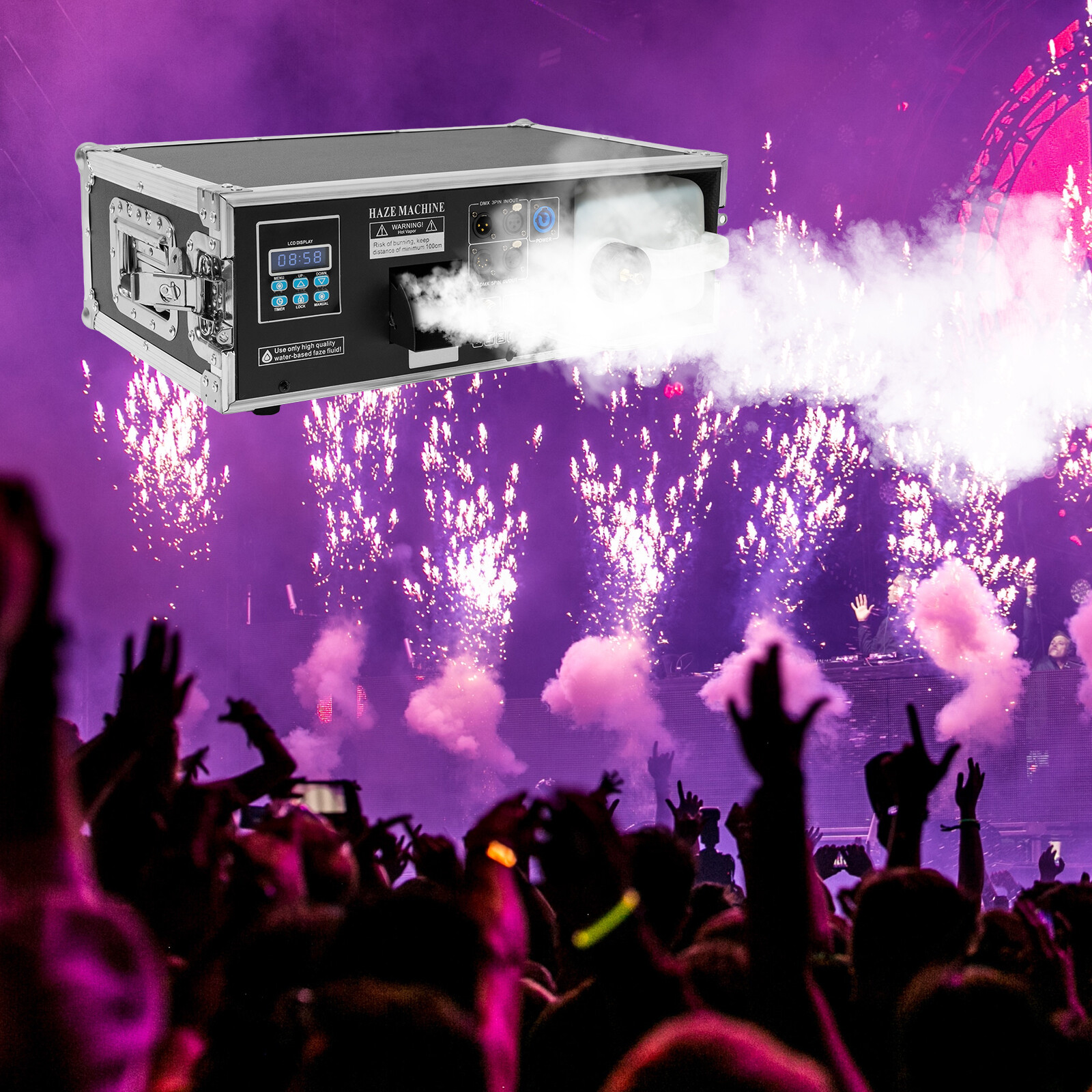 1500W Stage Mist Haze Machine 3L w/ Flight Case Package DJ Stage Effect Hazer