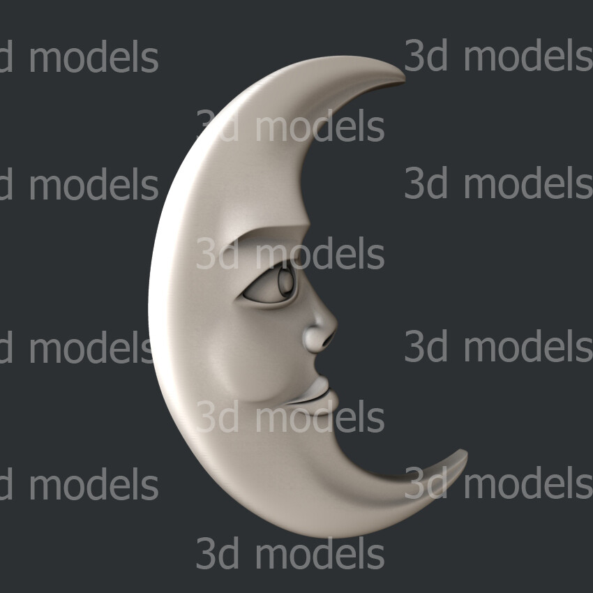3d STL models for CNC, Artcam, Aspire, set moon