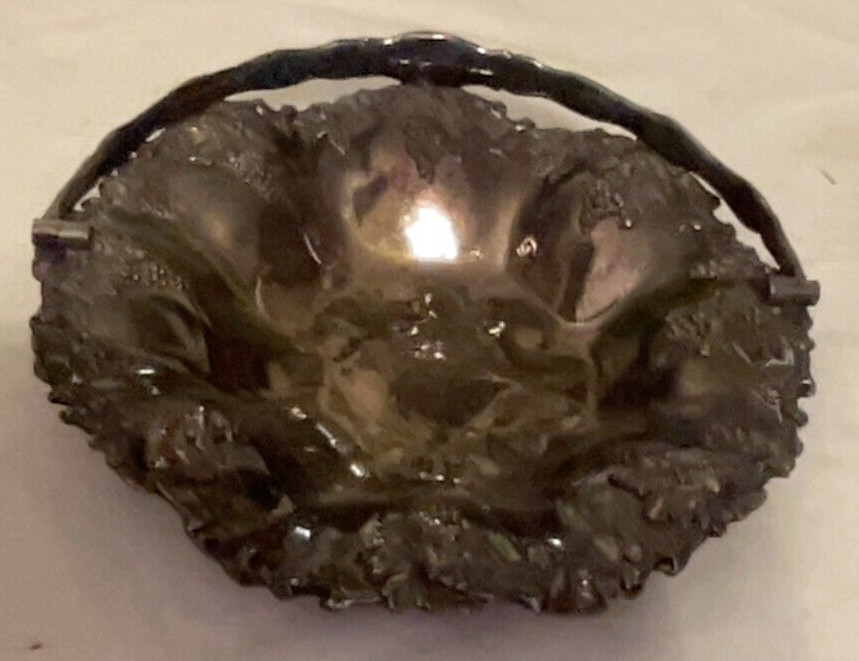 Medium Size Antique Silver Plate Basket Bowl. Grape Pattern. #514-01-6958
