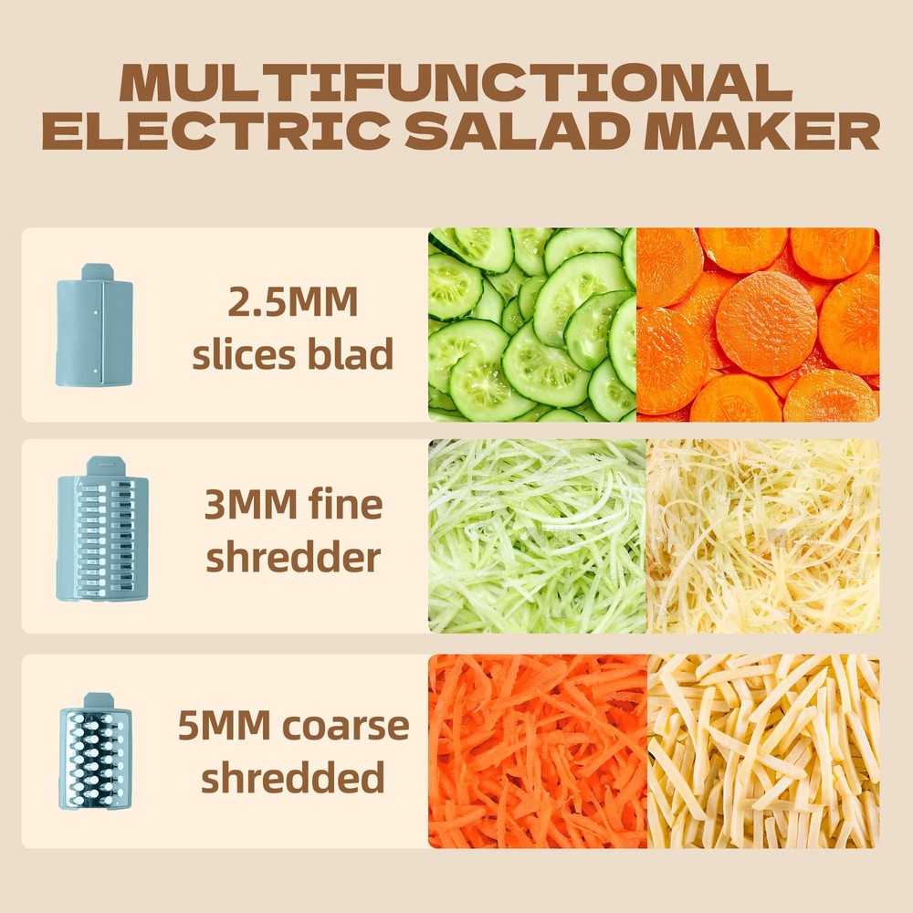 Electric Vegetable Chopper, Multifunctional Automatic Slicer Dicer, Stainless...