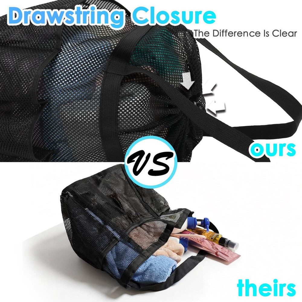 Mesh Shower Caddy Portable with Drawstring, Dorm Room Essentials for College Gir