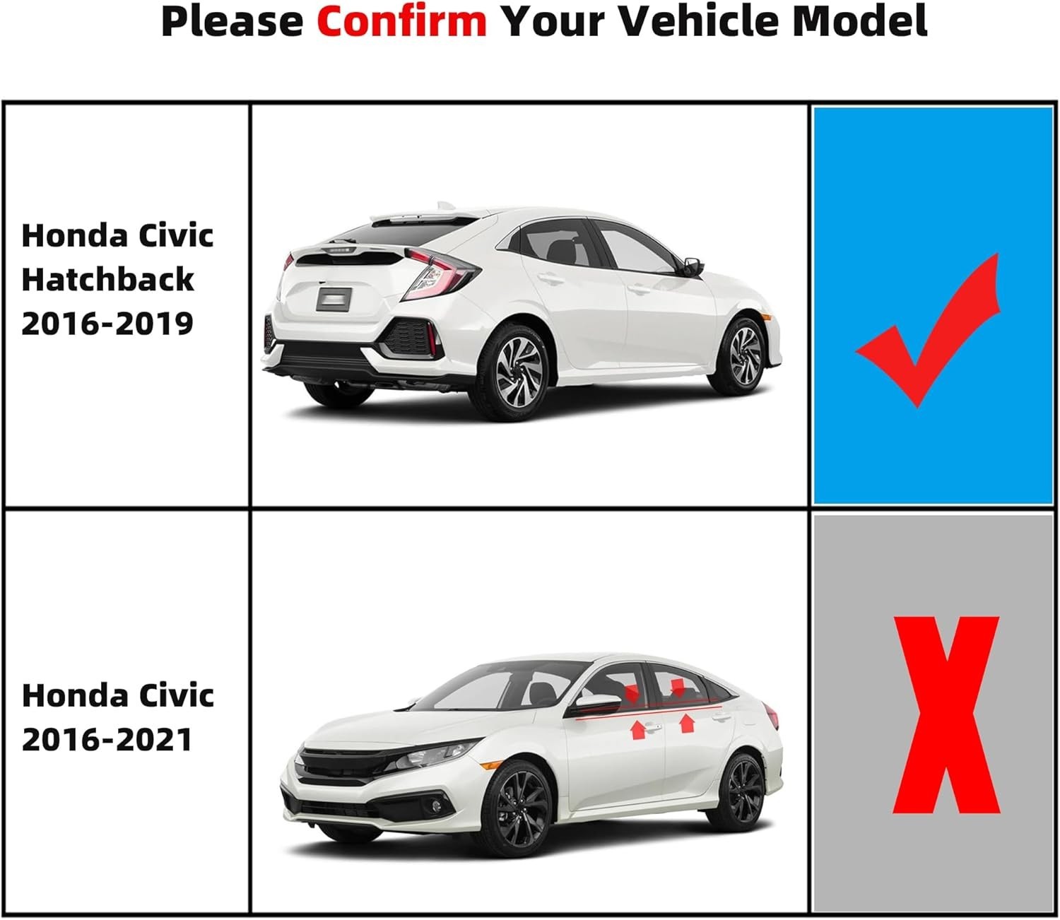 Window Weatherstrip Compatible with Honda Civic Hatchback 2016-2019 Replaces# 72