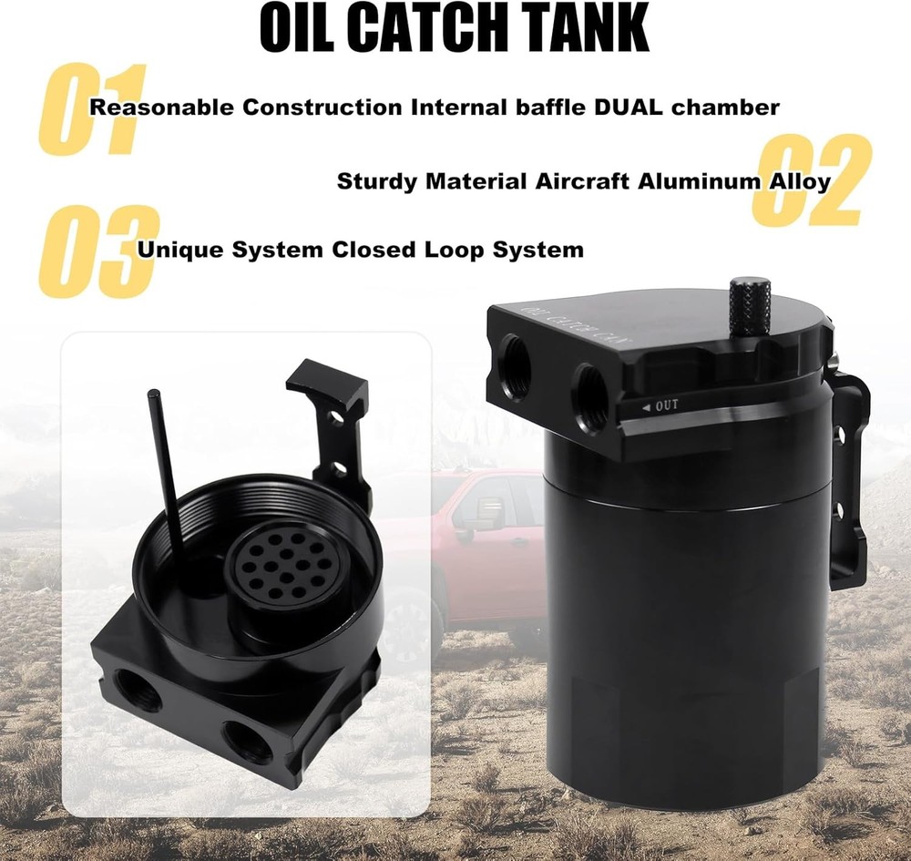 RULLINE Oil Catch Can Compatible with 2014-2018 Chevy Silverado 1500 Basic
