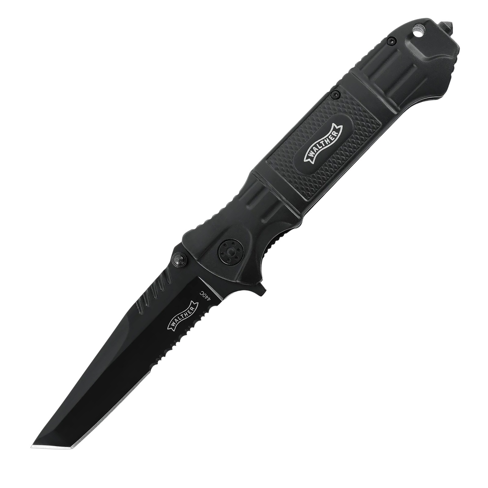 Walther BTTK Black Tac Tanto Folding Knife 4" 440 SS Partial Serrated 5.071