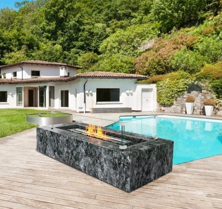VEVOR Glass Wind Guard for Rectangular Fire Pit Table 31 x 12.5 x 6.5 Inch