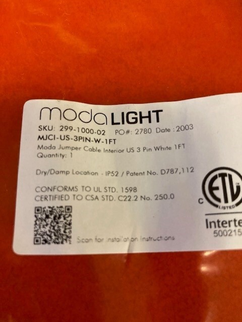 ModaLight (MJCI-US-3PIN-W-1FT) Moda-Jumper Cable Interrior