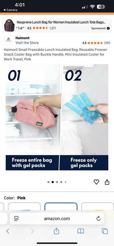Haimont Freezable Snack Bag, Pink