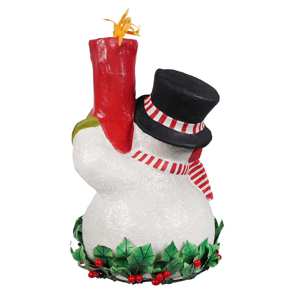 Holly Berry Snowman & Candle