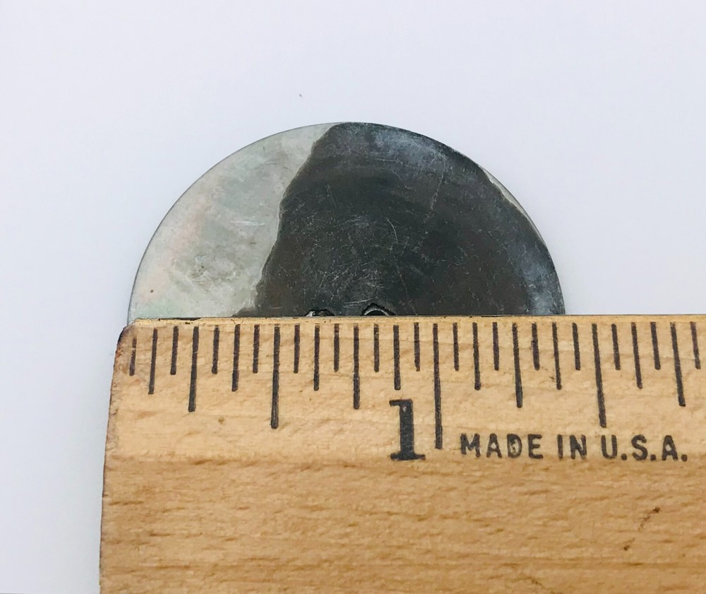 2 Large Abalone Coat Buttons Two Different Same Size Vintage Two Hole 4 Hole