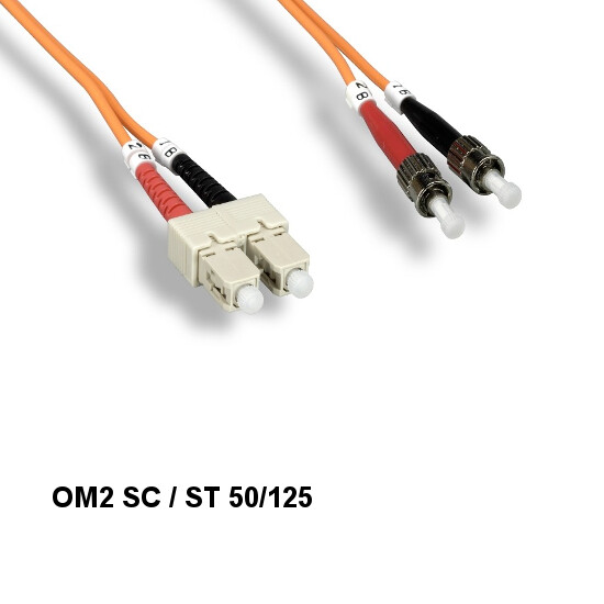 5m/16.40ft OM2 SC/ST Duplex 50/125 Multi-Mode Fiber Optic Patch Cable Data OFNR