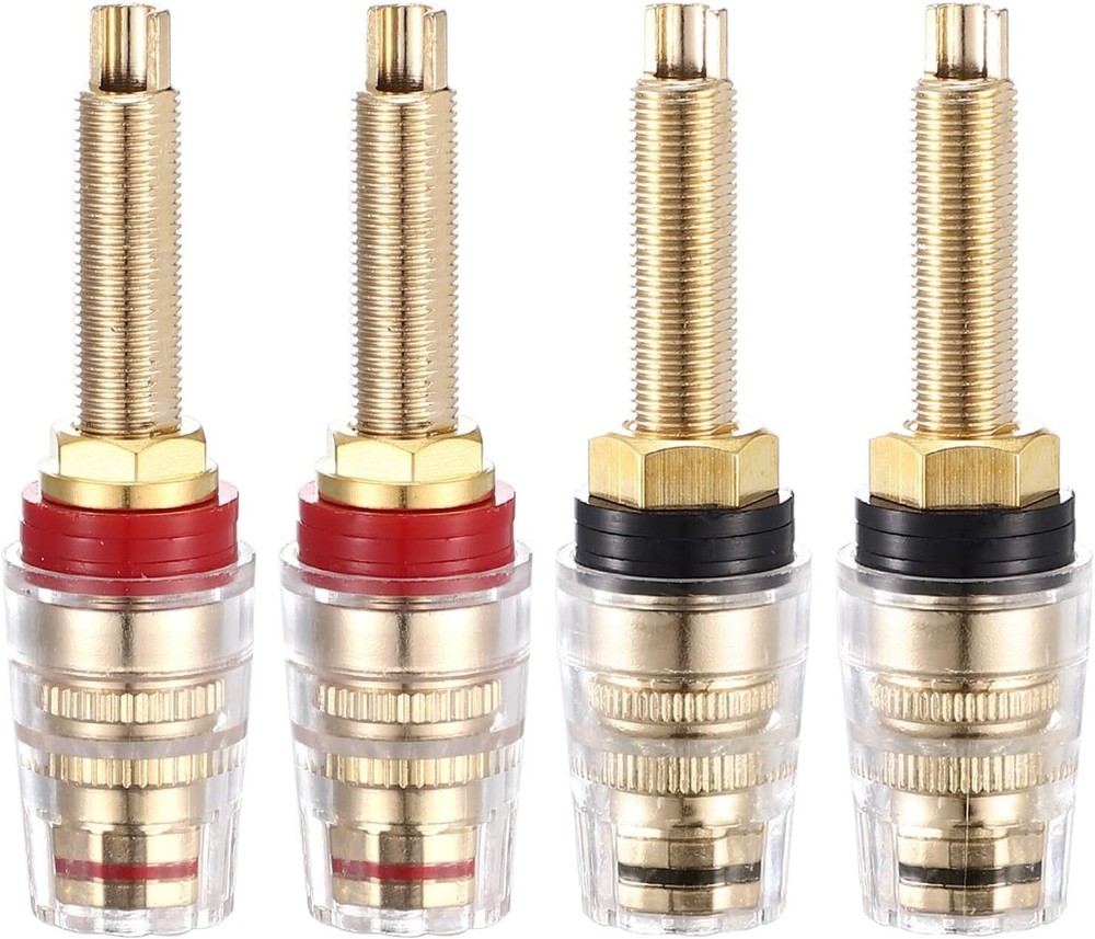 4PCS 5-Way Binding Post Terminals - Solid Brass, 24K Gold Plated Insulated Jacks