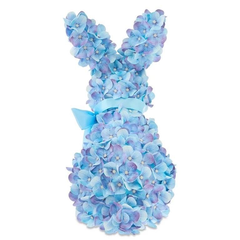 Hydrangea Bunny Tabletop Decoration, Blue, 16", Easter