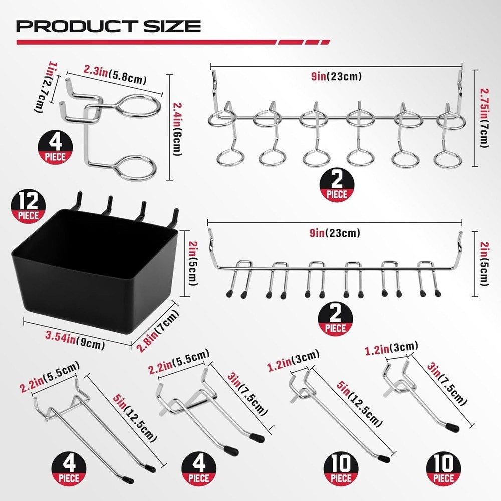Universal Fit 300-Piece Pegboard Hook Set - Organize Your Workspace Elegantly