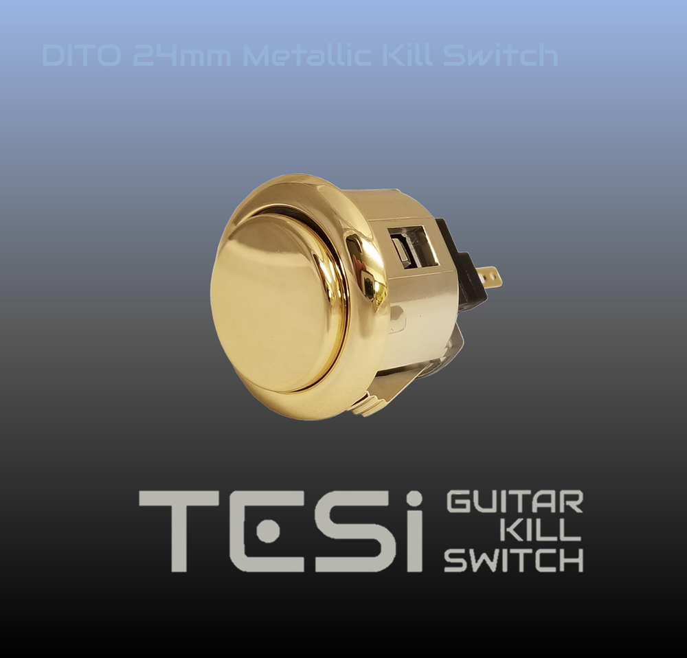 Tesi DITO Metallic 24MM Momentary Arcade Button Guitar Kill Switch Gold