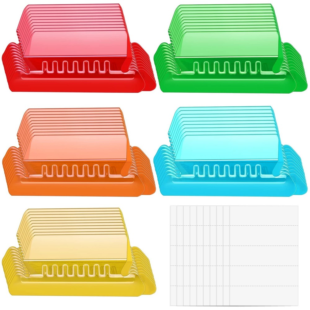 Hanging File Folder Tabs, 50 Sets Plastic Inserts for Office, Multicolor
