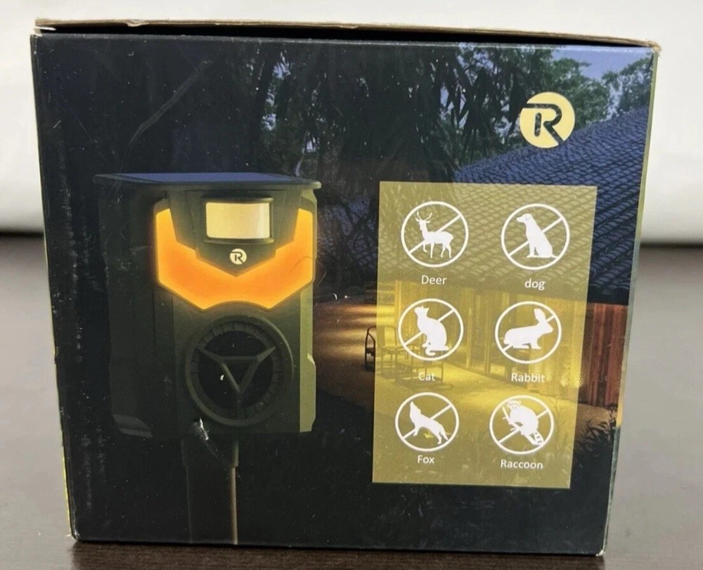 Solar Animal Repeller Ultrasonic Light Motion Detector w/ Flame Guard 2 Pack