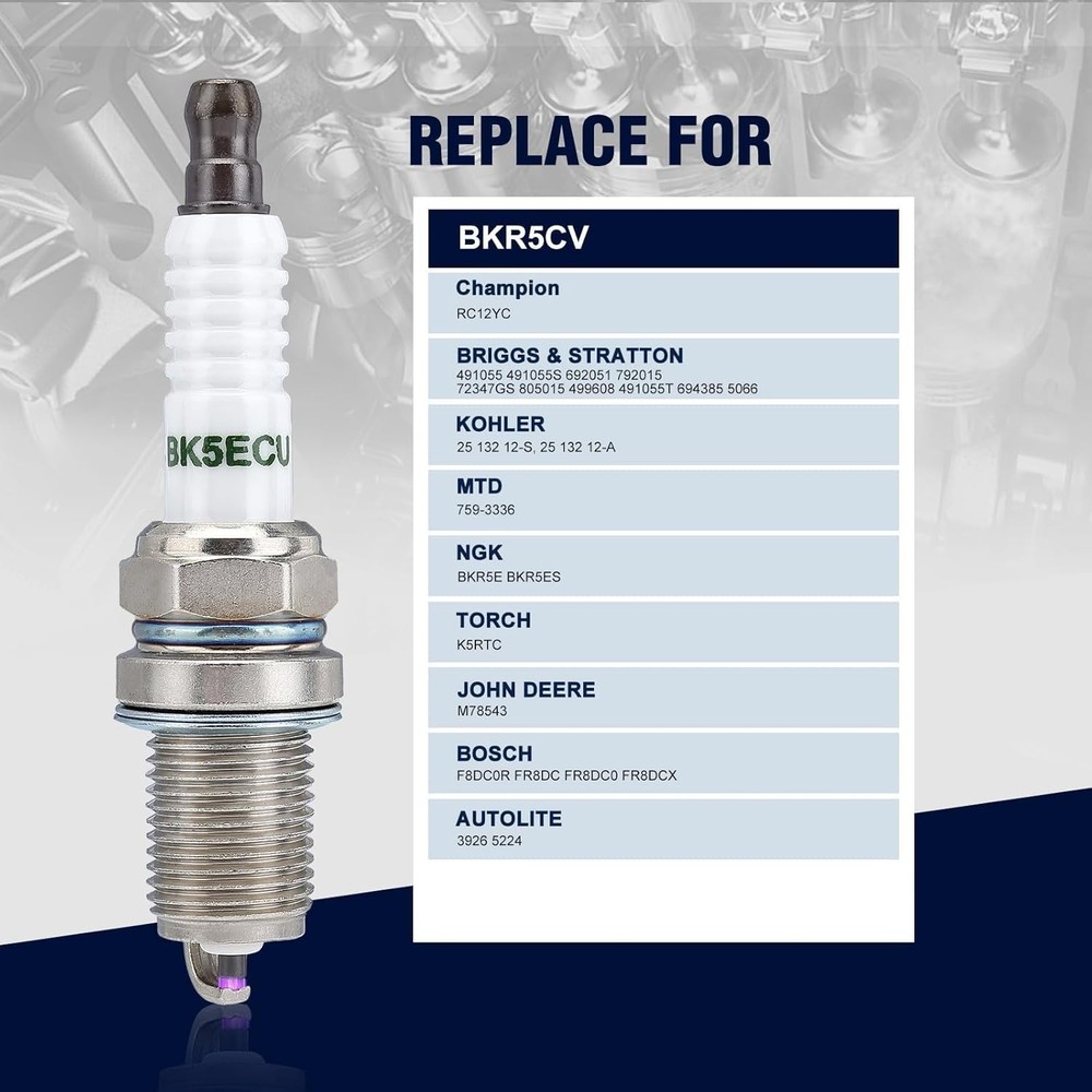 Lawn Mower Spark Plug 2-Pack: RC12YC with Nickel Core - Universal Compatibility