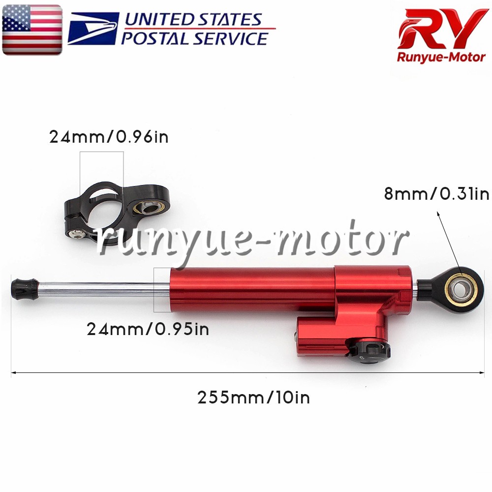 Red CNC Adjustable Steering Damper Stabilizer Linear Control Universal Aluminum
