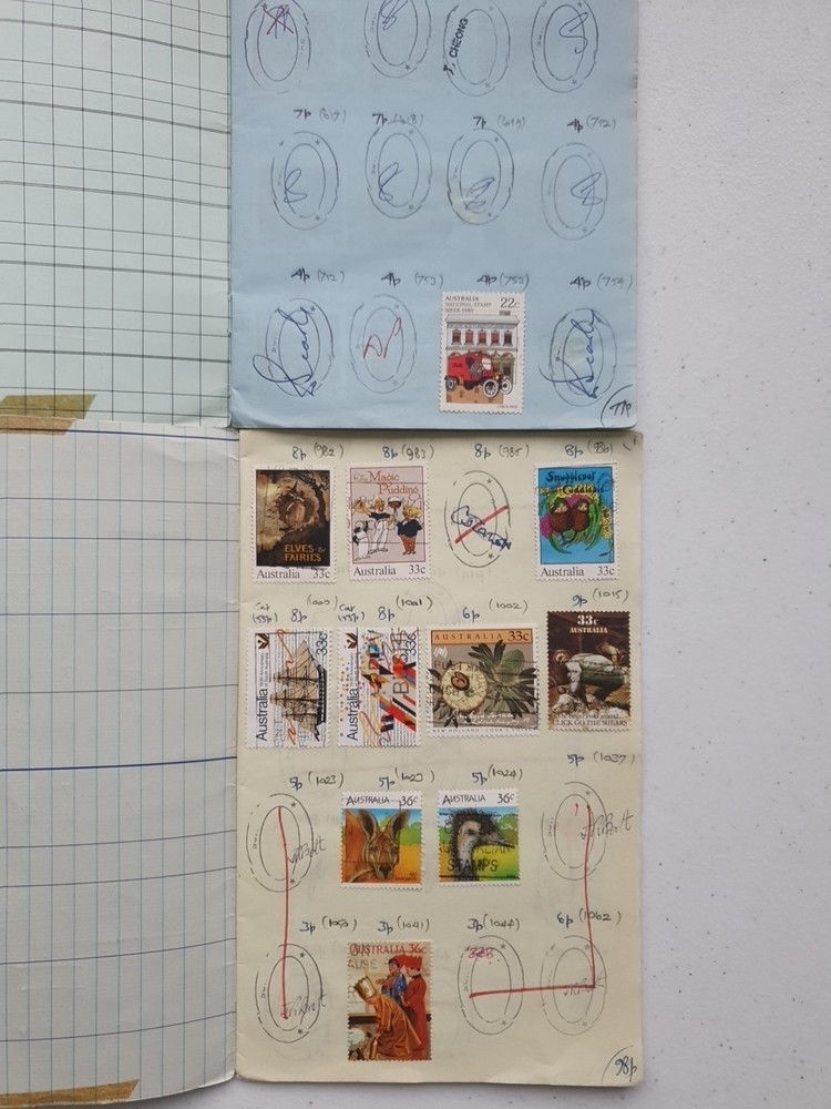 6 Stamp Approval Booklets Containing Austalia Stamps