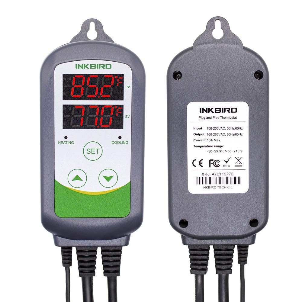 ITC-308 Digital Temperature Controller 2-Stage Outlet Thermostat Heating and ...