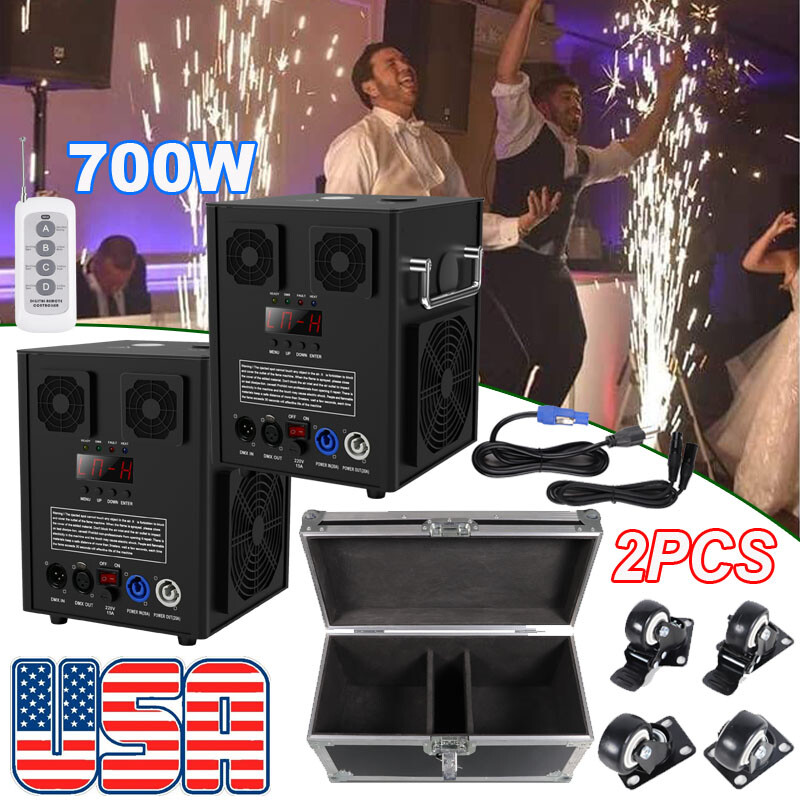 700W Cold Spark Machine Firework Machine Stage Effect DMX Wedding W/Flight Case