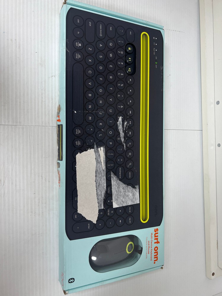 onn. Multi-Device Wireless Full Size Keyboard and 3-Button Mouse Set