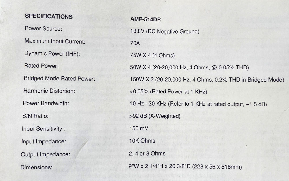 Design Reference Coustic AMP-514DR 4-Channel Multi-Function Amplifier, NOS #238