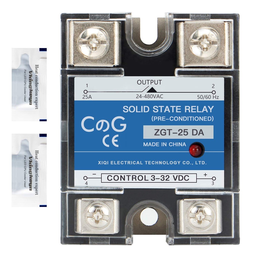 Solid State Relay SSR-25DA 3-32VDC Input 24-480VAC Output 25A Single Phase