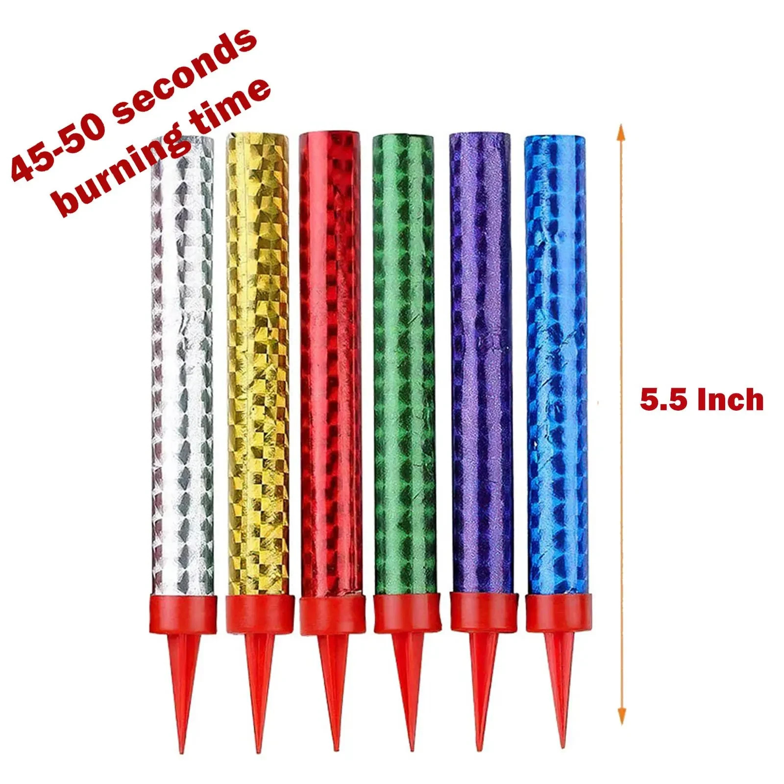 Birthday Candles for Cake topper, Parties, Weddings, Color Flames, 6 PCS