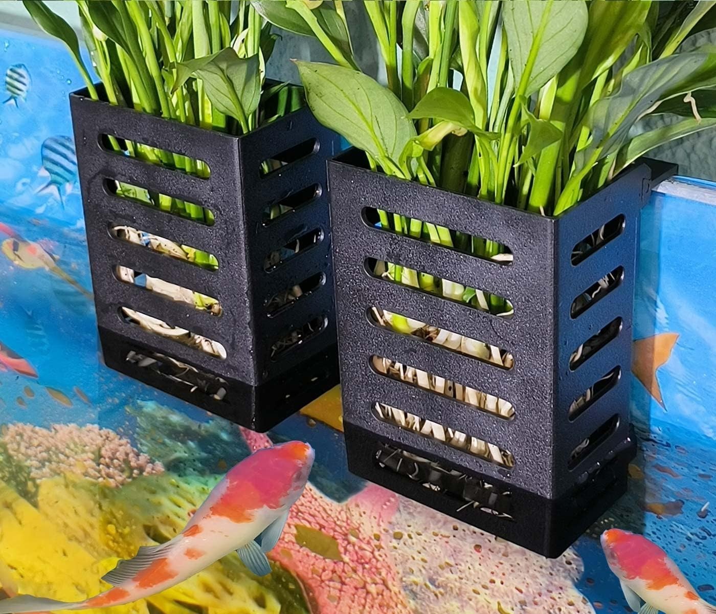 2 PCS Hanging Aquarium Planter Cups, Aquatic  Holder, Aquarium Decorations - Fis