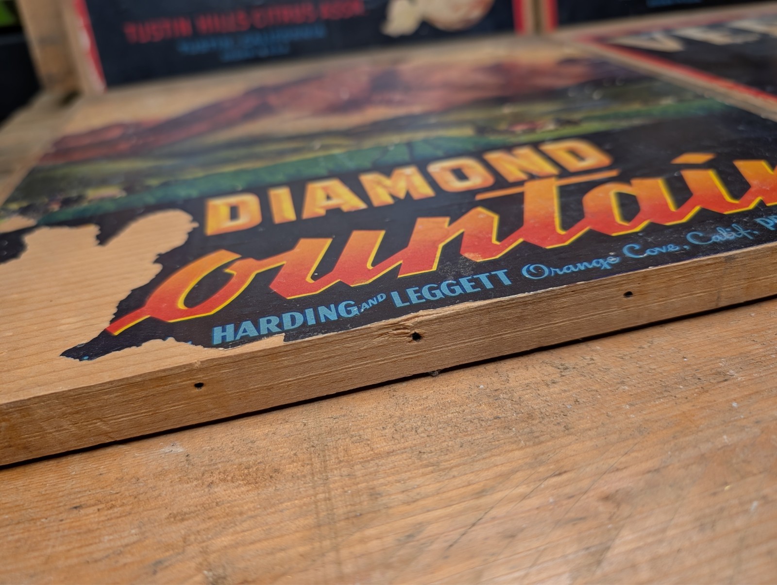 Original 1940s "Diamond Mountain" citrus label Harding & Leggett CA Vintage