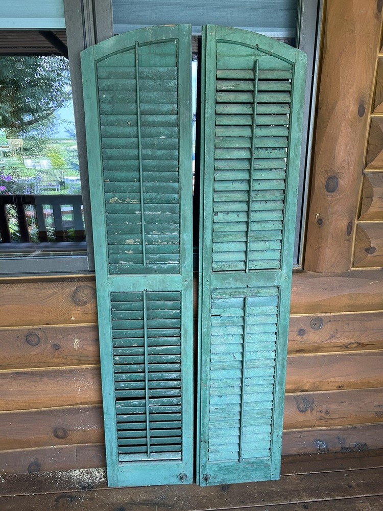 Vintage Wood Arched Window Shutters