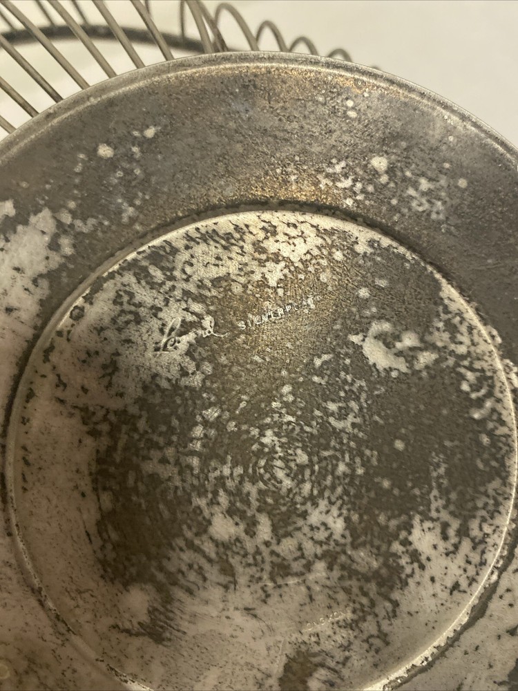 Vintage Leonard Silverplate Oval Wire Bread Basket Fruit Serving Bowl Hong Kong